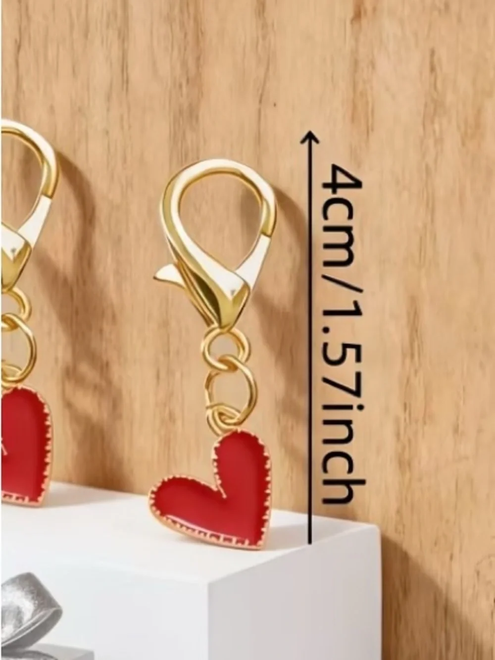 Gold Lobster Clasp Charm with Red Heart Dangle